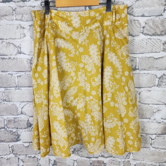Vintage Yellow Gold Skater Mini Skirt Smocked Casual - Picture 13 of 14